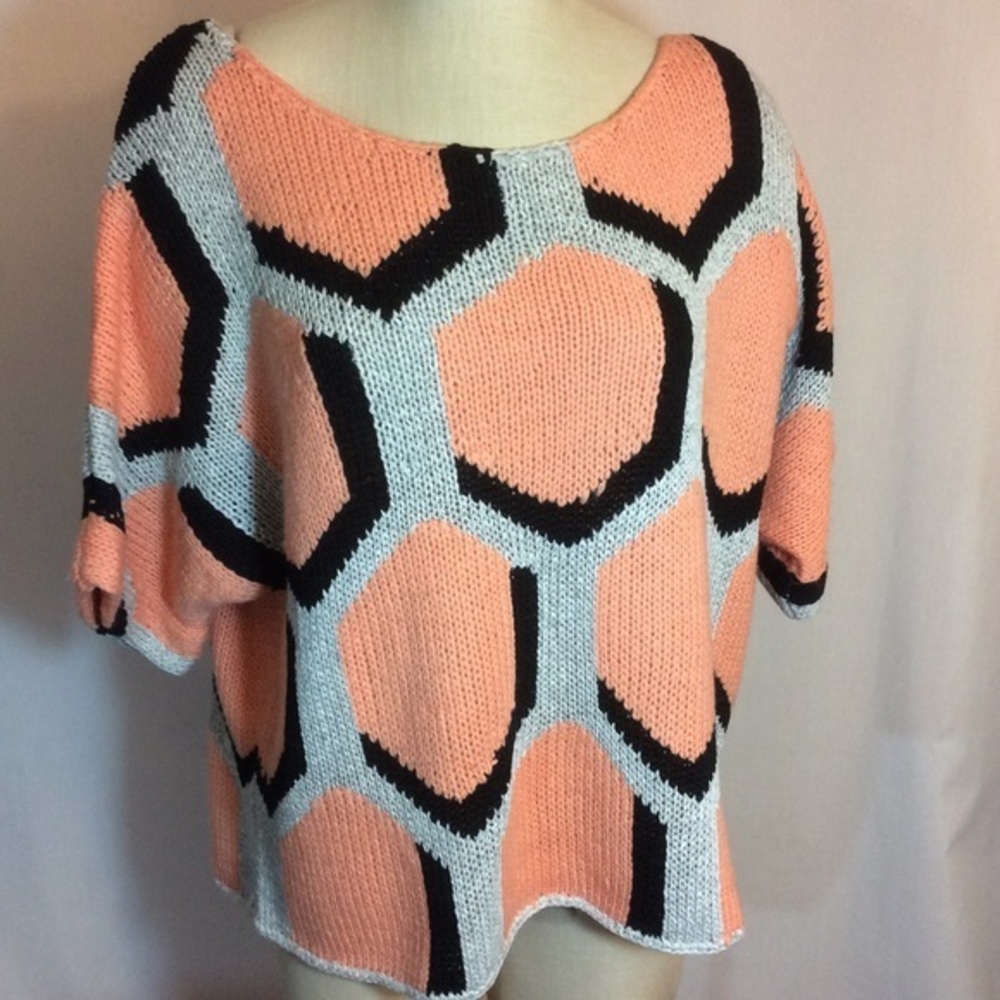 NWOT DVF Geometric Sweater Size M-L Silver Orange